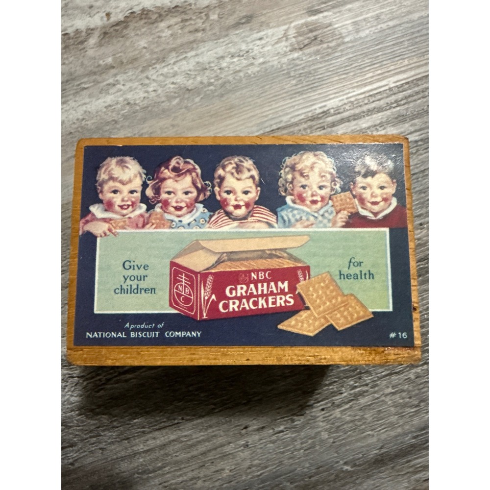 Vintage 1990s NBC Graham Crackers National Biscuit Wooden Crate Advertising Box